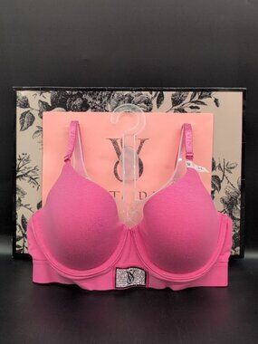 Victoria Secret The T Shirt Shine Patch Lightly Lined Demi Bra 34C Pink